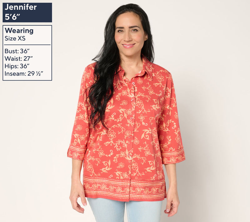 Denim & Co. Regular Placed Print Button Front Tunic — View 4