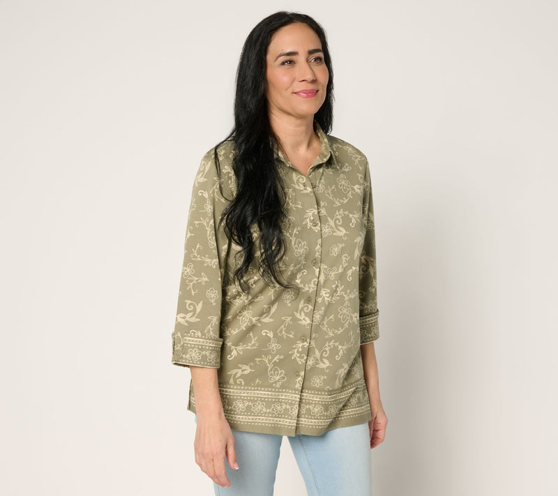 Denim & Co. Regular Placed Print Button Front Tunic — View 12