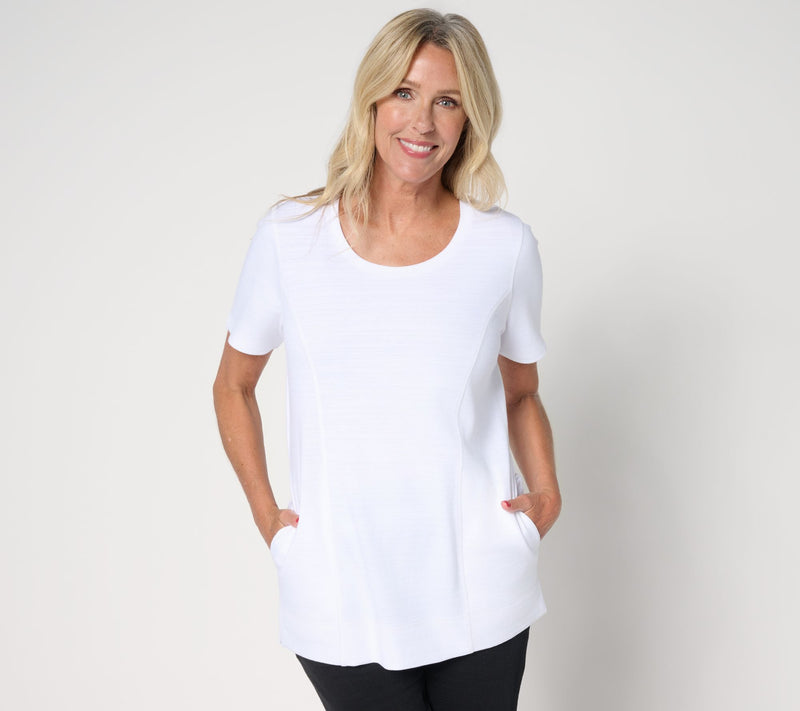 Denim & Co. Active Regular Textured Cotton Scoop Neck Tunic — View 12