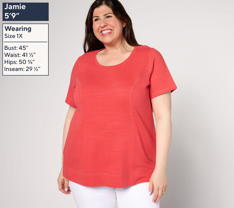 Denim & Co. Active Regular Textured Cotton Scoop Neck Tunic — View 2