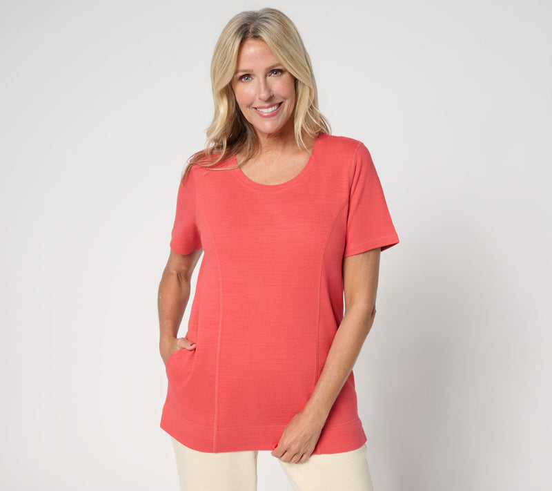 Denim & Co. Active Regular Textured Cotton Scoop Neck Tunic — View 14