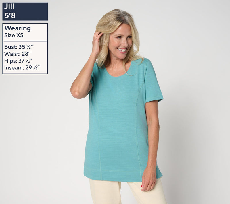 Denim & Co. Active Petite Textured Cotton Scoop Neck Tunic — View 3