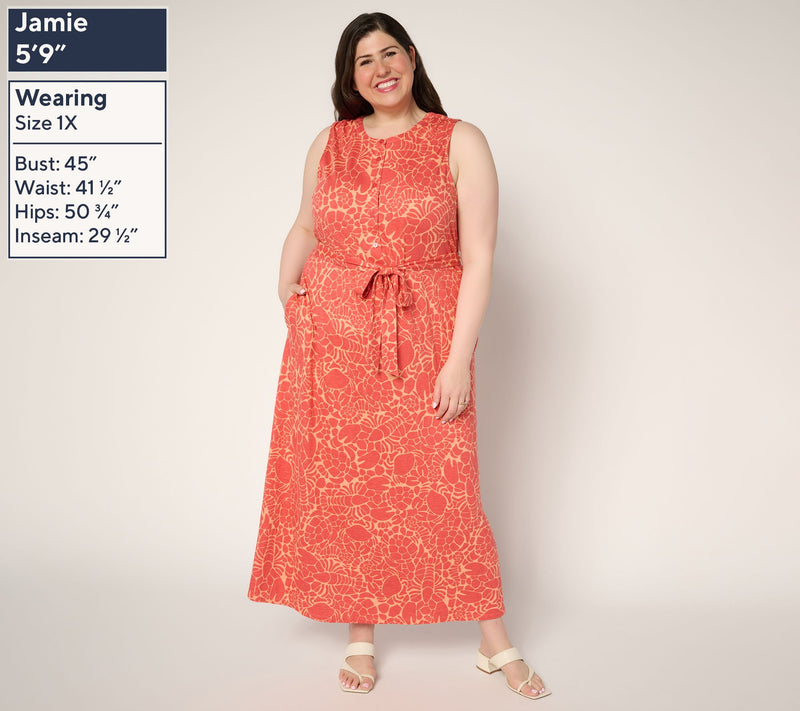 Denim & Co. Regular Slub Jersey Button Front Maxi Dress — View 2