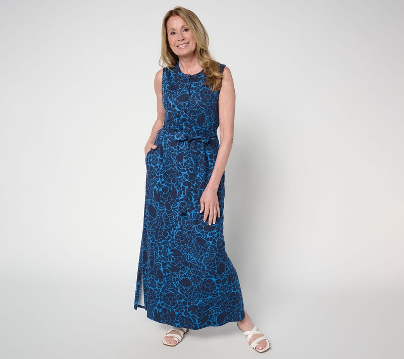 Denim & Co. Regular Slub Jersey Button Front Maxi Dress — View 11