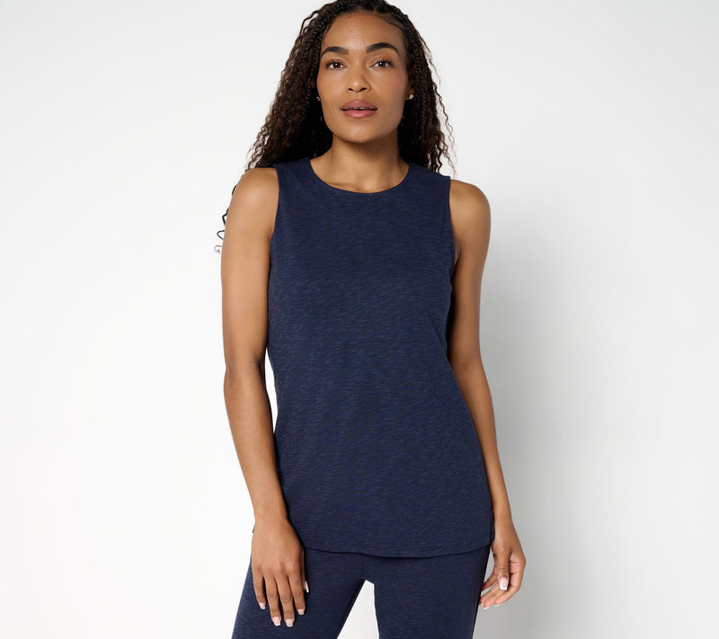 Denim & Co. Print or Solid Slub Jersey Crew Neck Tank — View 5