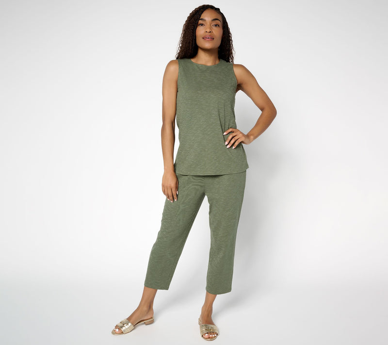 Denim & Co. Print or Solid Slub Jersey Crew Neck Tank — View 15