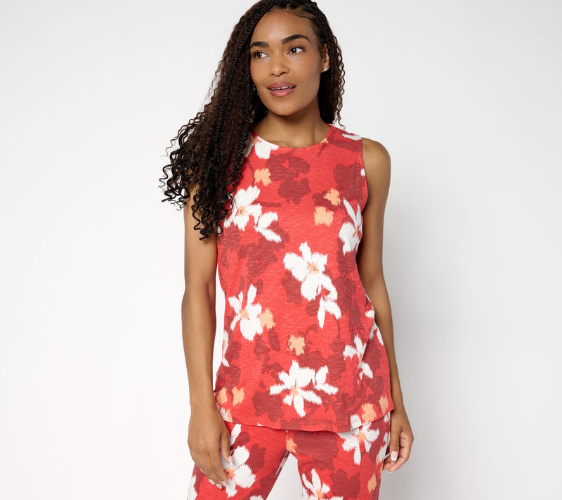 Denim & Co. Print or Solid Slub Jersey Crew Neck Tank — Main view