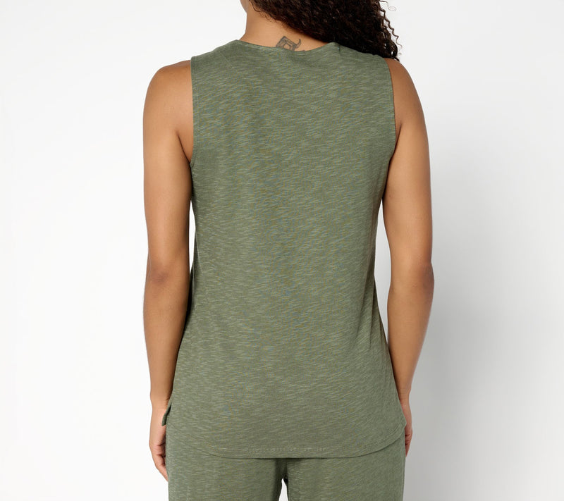 Denim & Co. Print or Solid Slub Jersey Crew Neck Tank — View 14