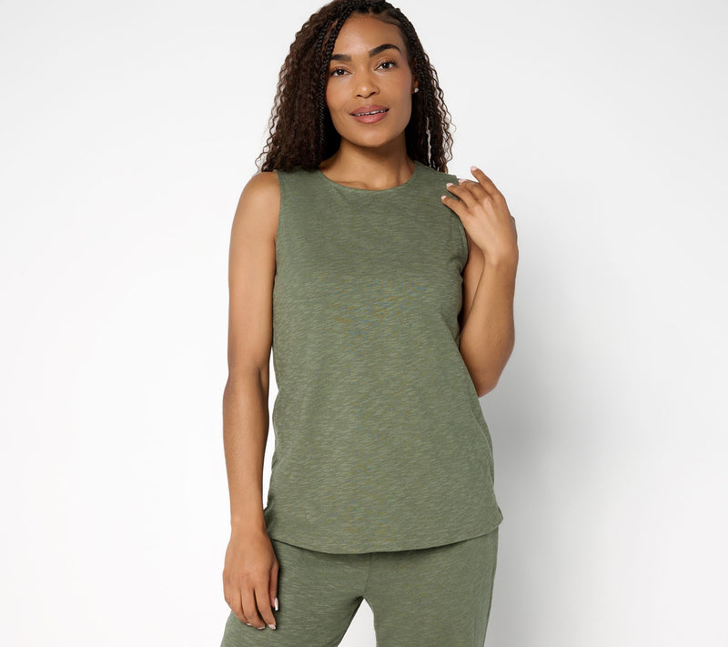 Denim & Co. Print or Solid Slub Jersey Crew Neck Tank — View 9