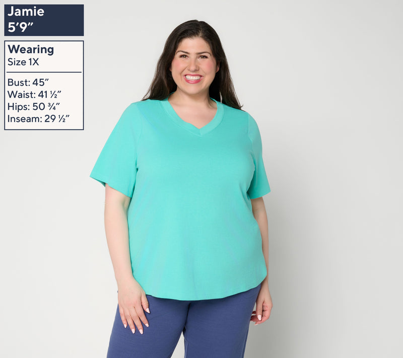 Denim & Co. Essentials True Cotton 2-Pack V-Neck Tops — View 12
