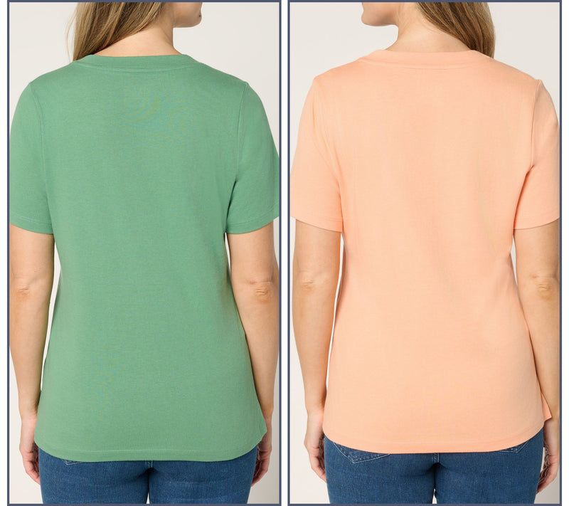Denim & Co. Essentials True Cotton 2-Pack V-Neck Tops — View 14