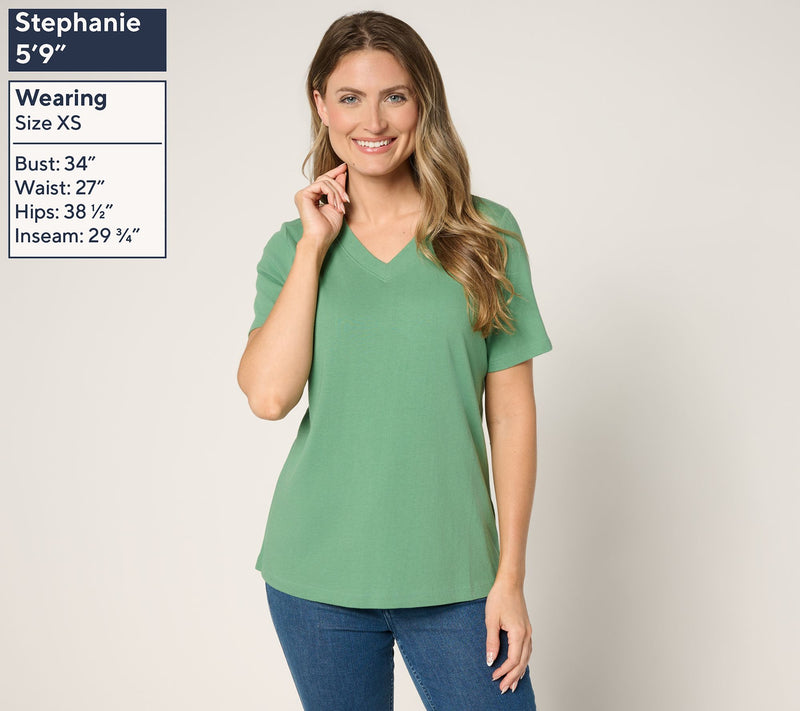 Denim & Co. Essentials True Cotton 2-Pack V-Neck Tops — View 13