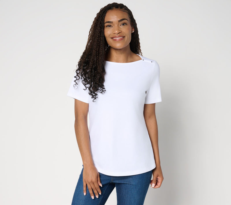 Denim & Co. Essentials Perfect Jersey Short Sleeve Boat Neck Top — View 11