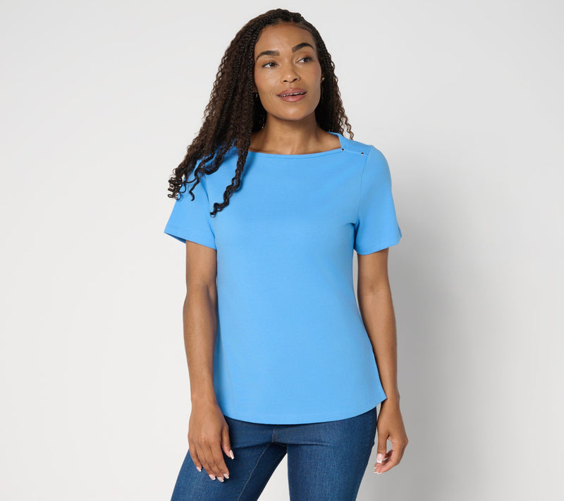 Denim & Co. Essentials Perfect Jersey Short Sleeve Boat Neck Top — View 7
