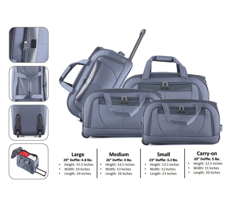 IZOD Carol Set of 4 Lightweight Rolling Duffels - 20/23/26/29" — View 14