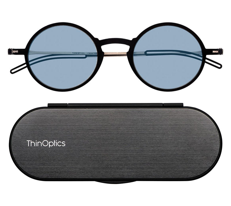 ThinOptics Blue Light Manhattan Round Readers with Case — View 9