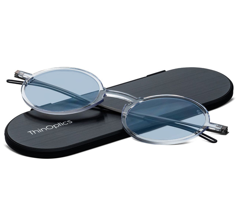 ThinOptics Blue Light Manhattan Round Readers with Case — View 2