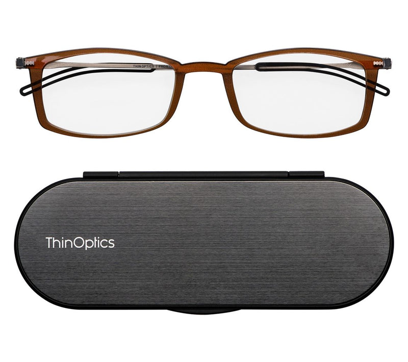 ThinOptics Brooklyn Rectangle Readers with Milano Case — View 15