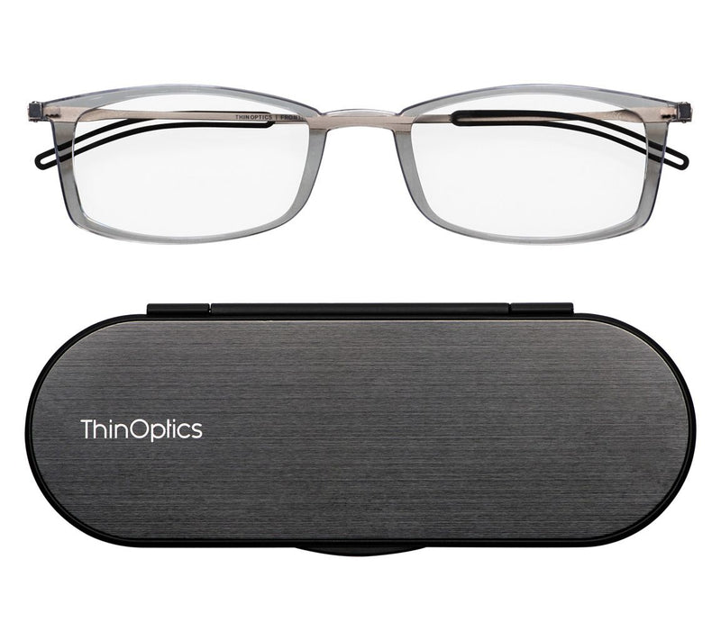 ThinOptics Brooklyn Rectangle Readers with Milano Case — View 16
