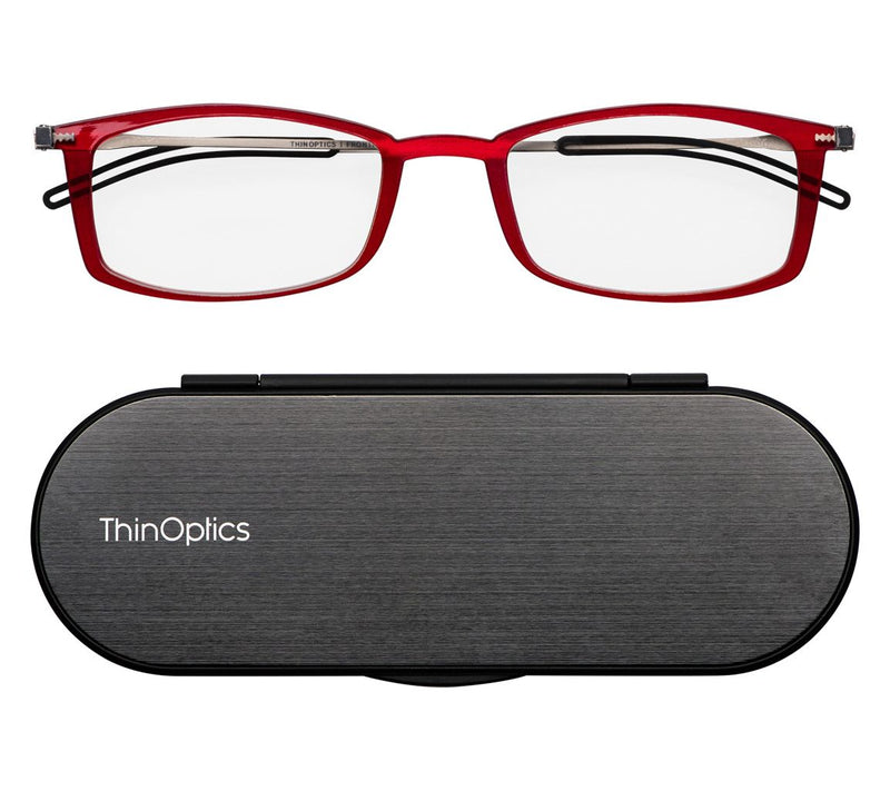ThinOptics Brooklyn Rectangle Readers with Milano Case — View 17