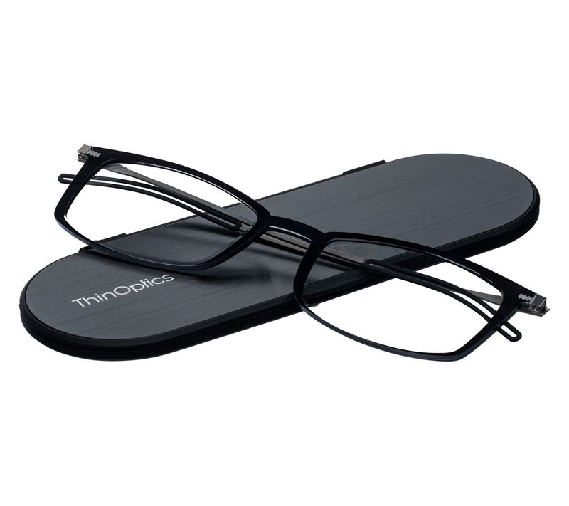 ThinOptics Brooklyn Rectangle Readers with Milano Case — View 3