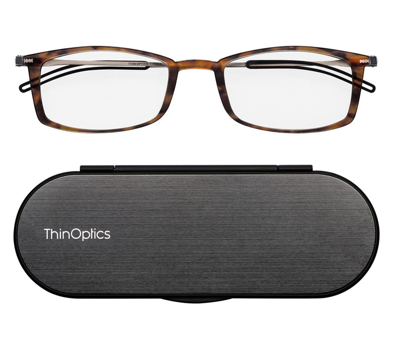 ThinOptics Brooklyn Rectangle Readers with Milano Case — View 18