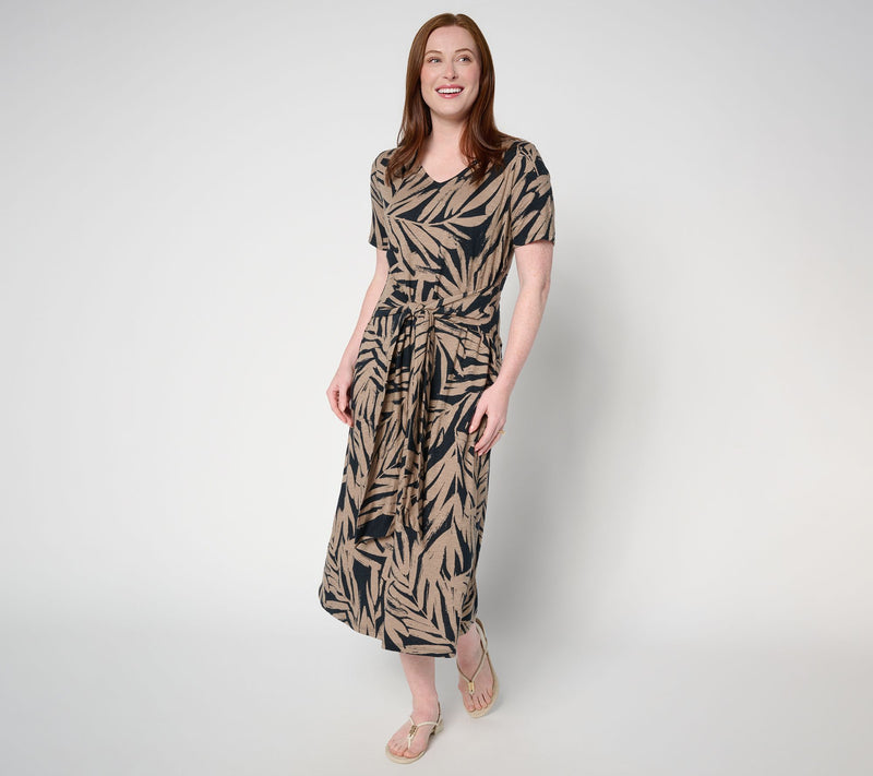 Denim & Co. Petite Tie Waist Midi Dress with Pockets — View 11