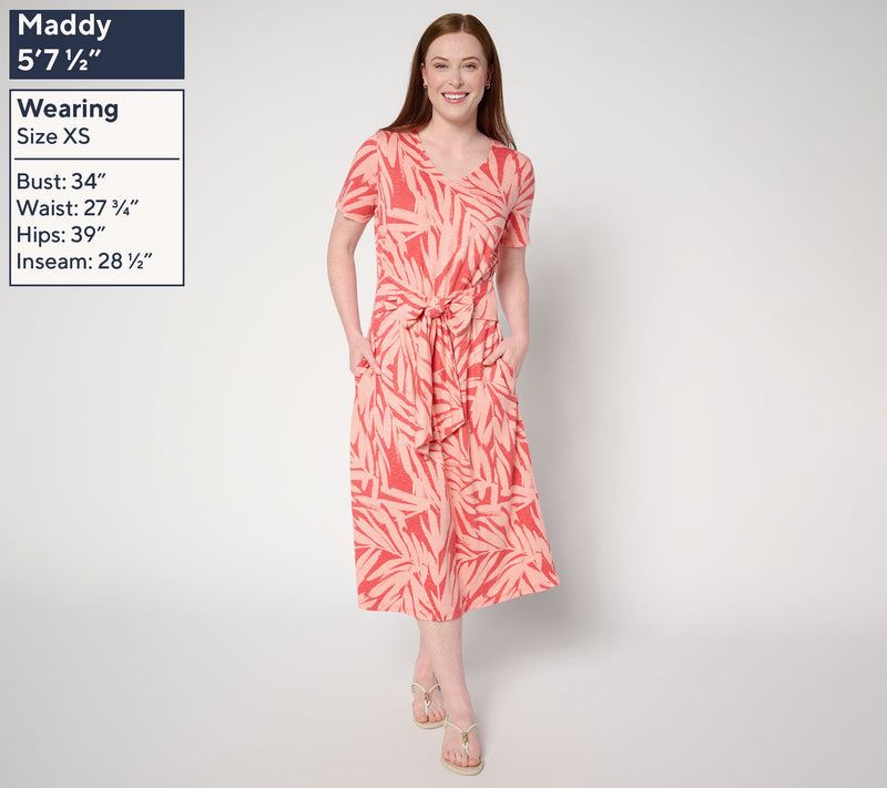 Denim & Co. Tall Tie Waist Midi Dress with Pockets — View 3