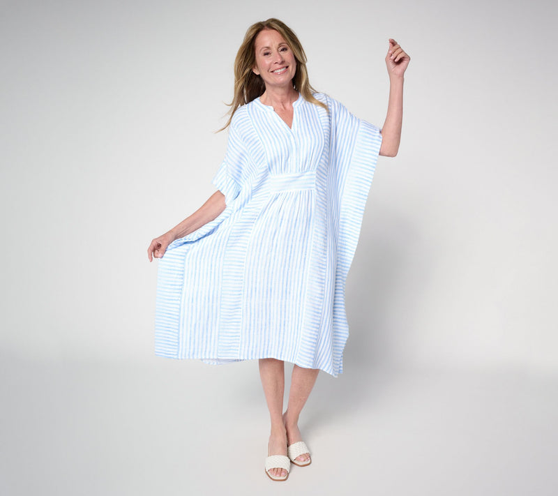 Joan Rivers Regular Cotton Marshmallow Gauze Mixed Stripe Caftan — View 11