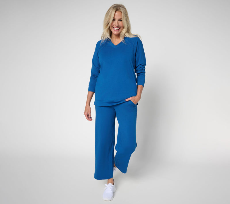 Denim & Co. Active French Terry V-Neck Pullover with Side Trim — View 5