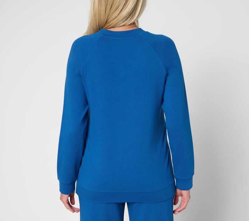 Denim & Co. Active French Terry V-Neck Pullover with Side Trim — View 4