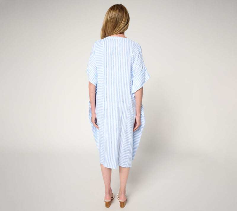 Joan Rivers Petite Cotton Marshmallow Gauze Mixed Stripe Caftan — View 4