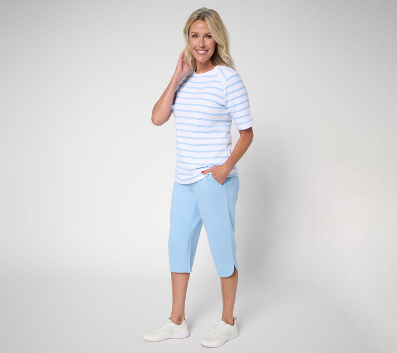 Denim & Co. Active Regular Textured Cotton Skimmer with Curved Hem — View 4