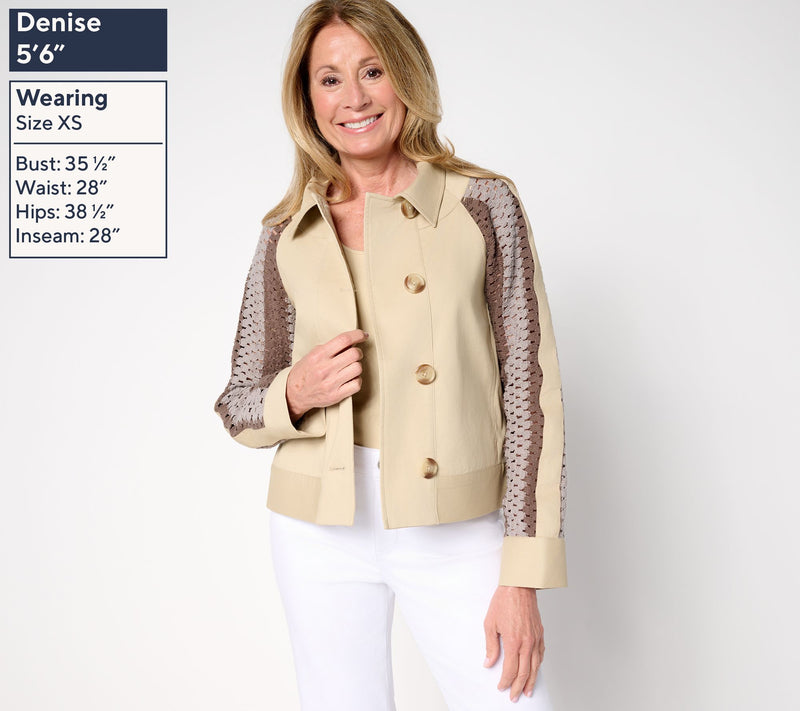 LOGO by Lori Goldstein Artisan Crochet & Twill Jacket — View 3