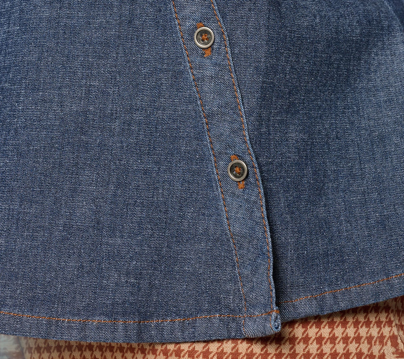 Peace Love World Asymmetric Placket Denim Shirt — View 6