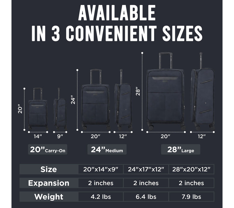 IZOD Liam Soft Shell 3-Piece Luggage Set - 20/24/28" — View 5