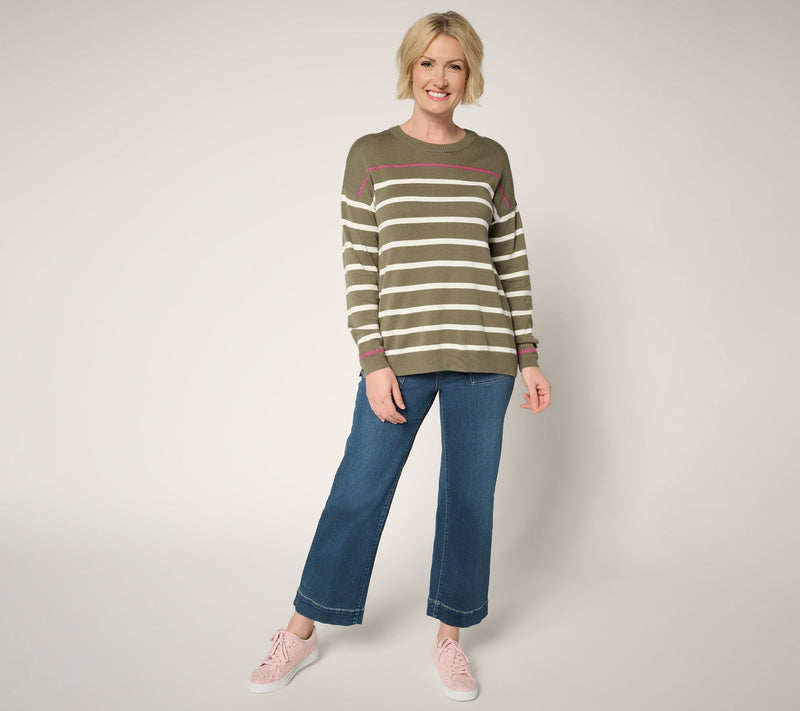 Belle by Kim Gravel Striped & Stitched Sweater — View 5