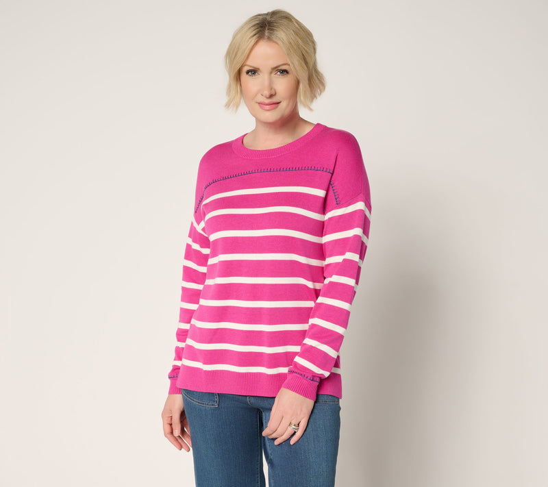 Belle by Kim Gravel Striped & Stitched Sweater — View 11