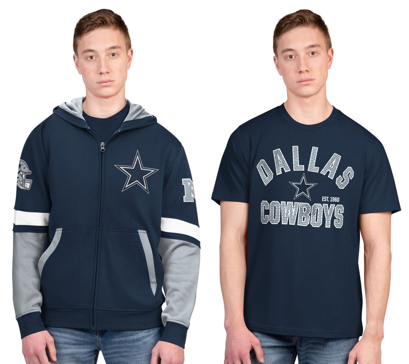NFL Officially Licensed Dallas T-Shirt & Full Zip Hoodie Combo — Main view