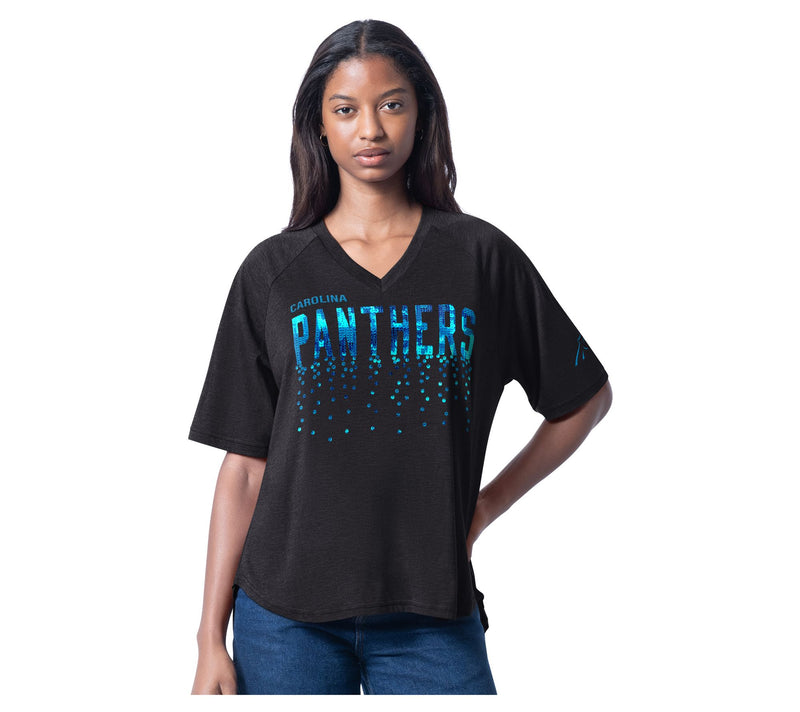 NFL Officially Licensed Women's V-Neck Oversized Short Sleeve T-Shirt — Main view
