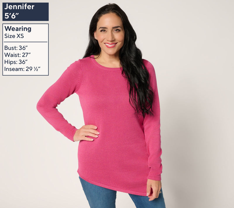 Belle by Kim Gravel Asymmetrical Hem Heathered Sweater — View 3