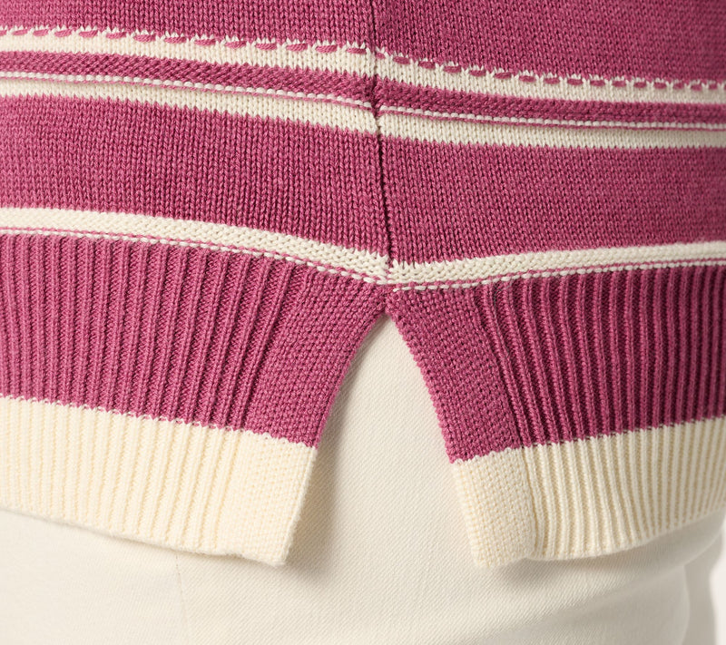Belle by Kim Gravel Variegated Stripe Puff Sleeve Sweater — View 6