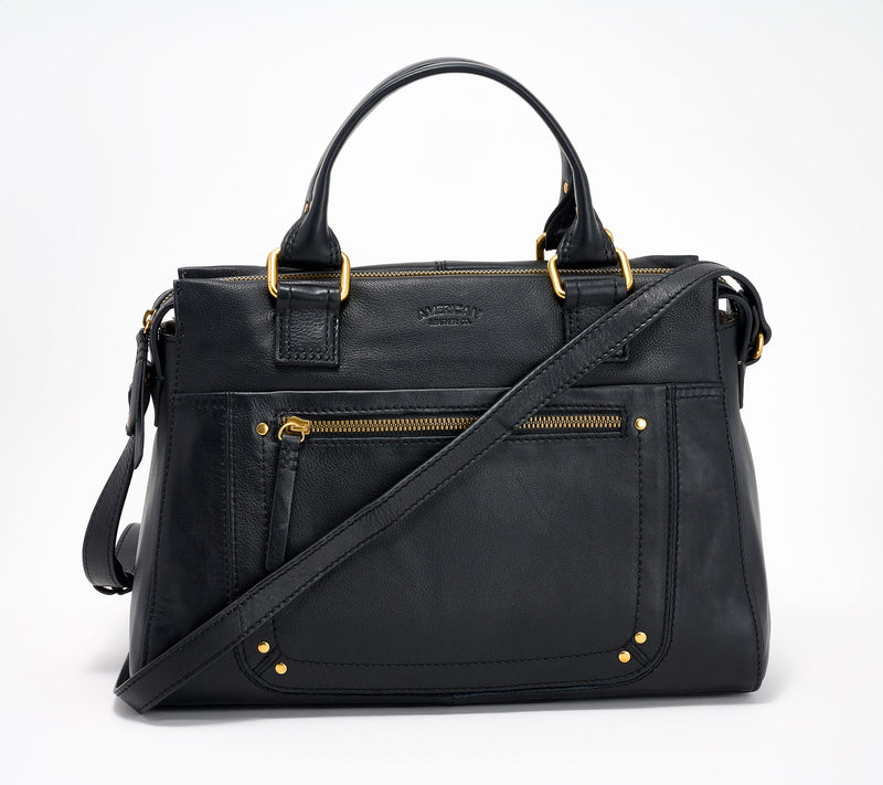 American Leather Co. Jamestown Leather Satchel with Crossbody — View 13