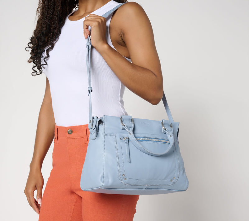 American Leather Co. Jamestown Leather Satchel with Crossbody — View 6