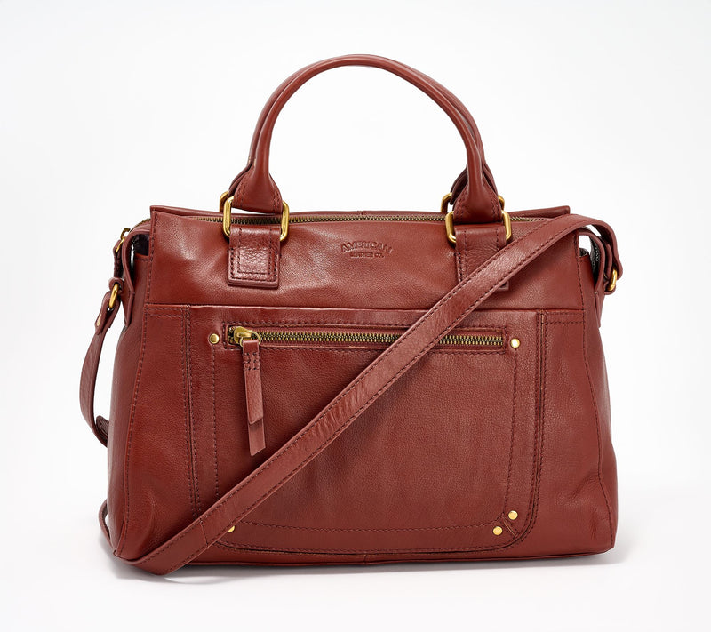 American Leather Co. Jamestown Leather Satchel with Crossbody — View 18