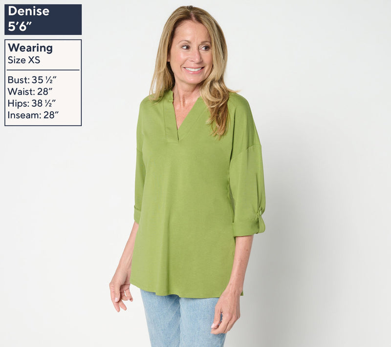 Belle by Kim Gravel Regular TripleLuxe Knit Cuffed Slv Tunic Top — View 3