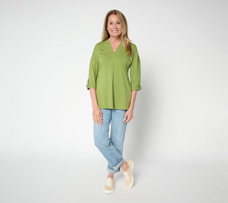 Belle by Kim Gravel Regular TripleLuxe Knit Cuffed Slv Tunic Top — View 5