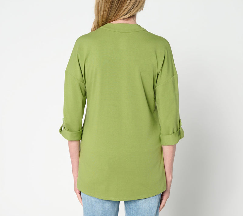 Belle by Kim Gravel Petite TripleLuxe Knit Cuffed Slv Tunic Top — View 4