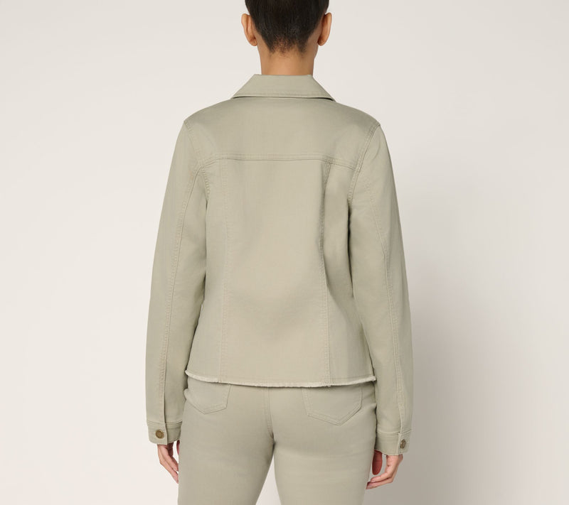 Belle by Kim Gravel Classic Frayed Hem Jean Jacket — View 3