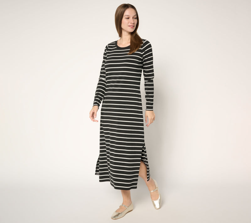 Belle by Kim Gravel Regular TripleLuxe Knit Striped Maxi Dress — View 12